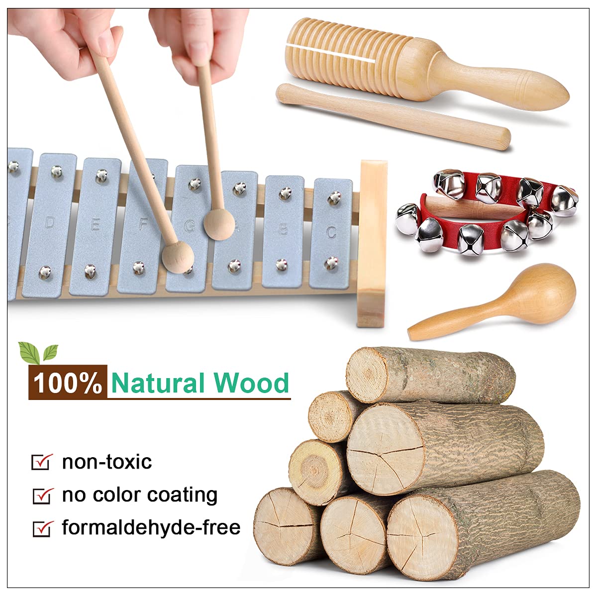 LOOIKOOS wooden shaker instrument enhances sensory play and rhythm discovery