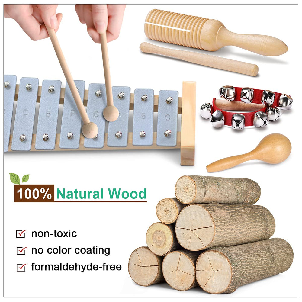 LOOIKOOS wooden shaker instrument enhances sensory play and rhythm discovery