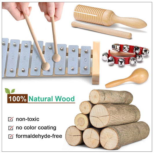 LOOIKOOS wooden shaker instrument enhances sensory play and rhythm discovery