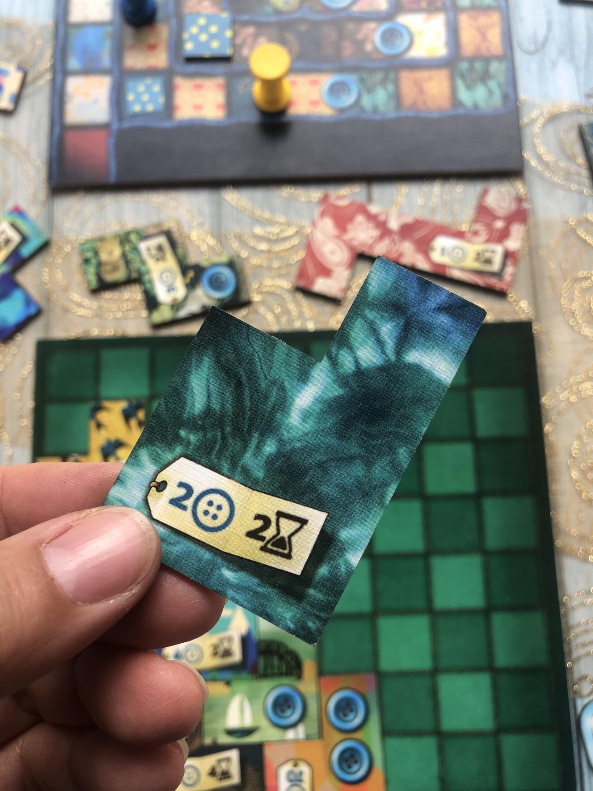 Lookout Patchwork sewing machine token serves as a neutral piece