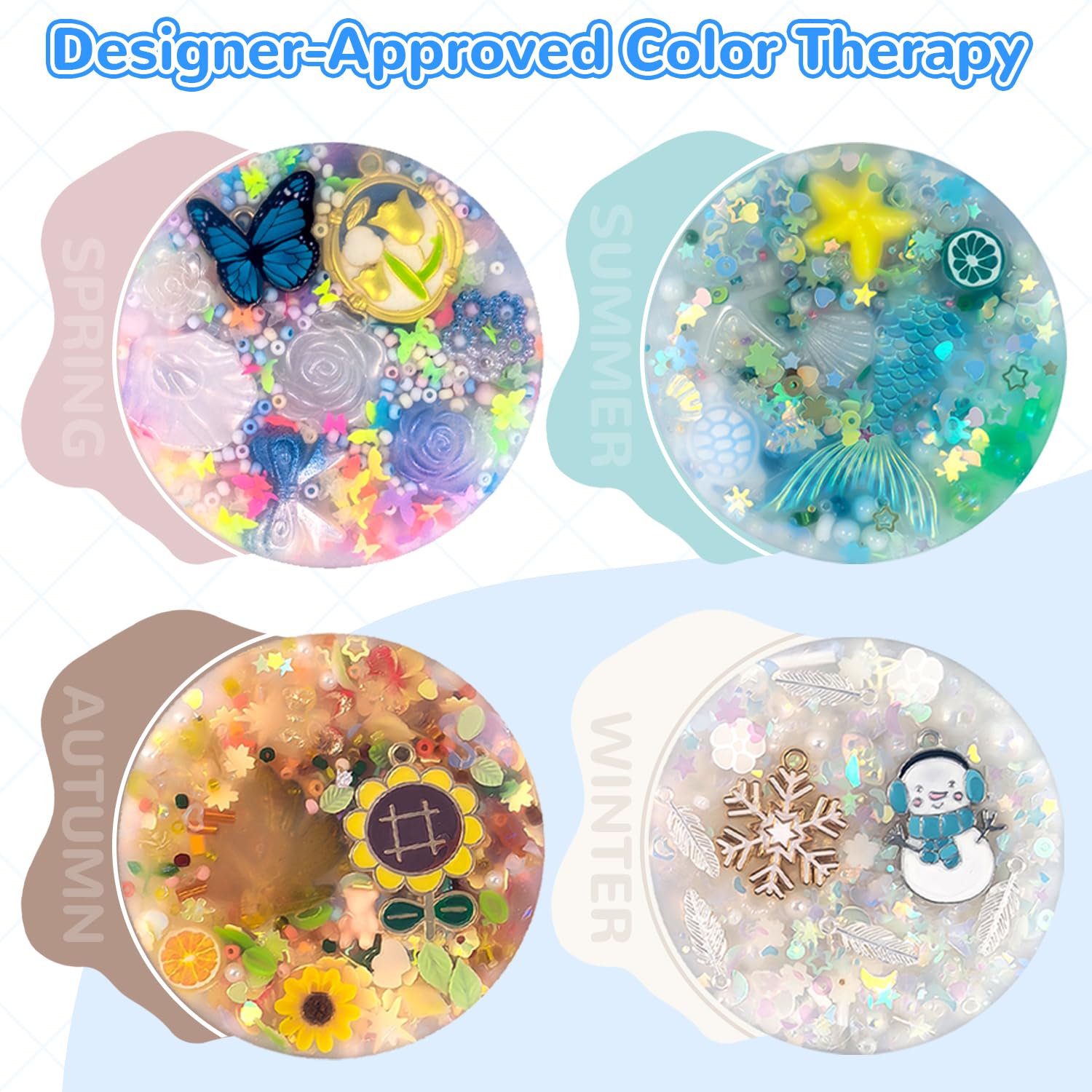 LOOMI winter theme picking pad with pearl beads and snowflakes for cooling tactile play.