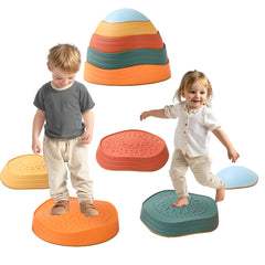LoomLark Balance stepping stones set in colorful 5-piece kit for active play and coordination