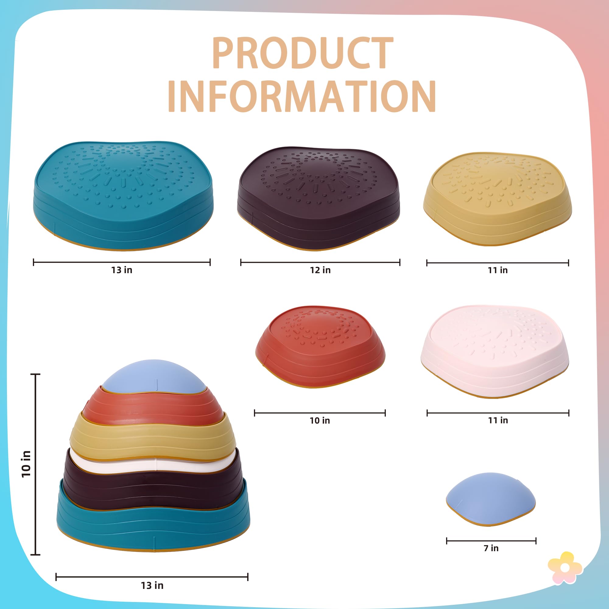 LoomLark Balance stepping stones feature creative patterns to spark imaginative play.