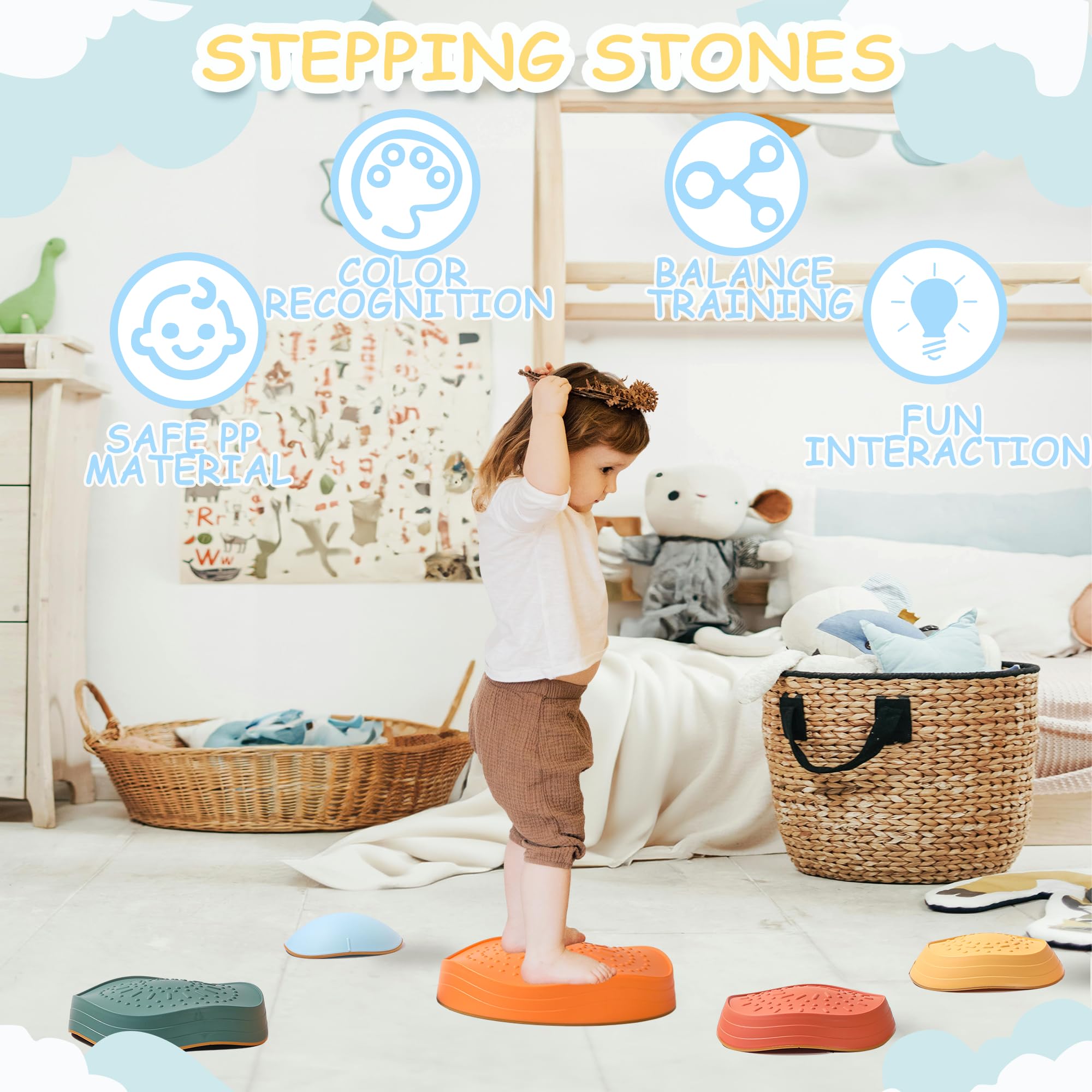 LoomLark Balance green stone adds tactile exploration and color sorting fun