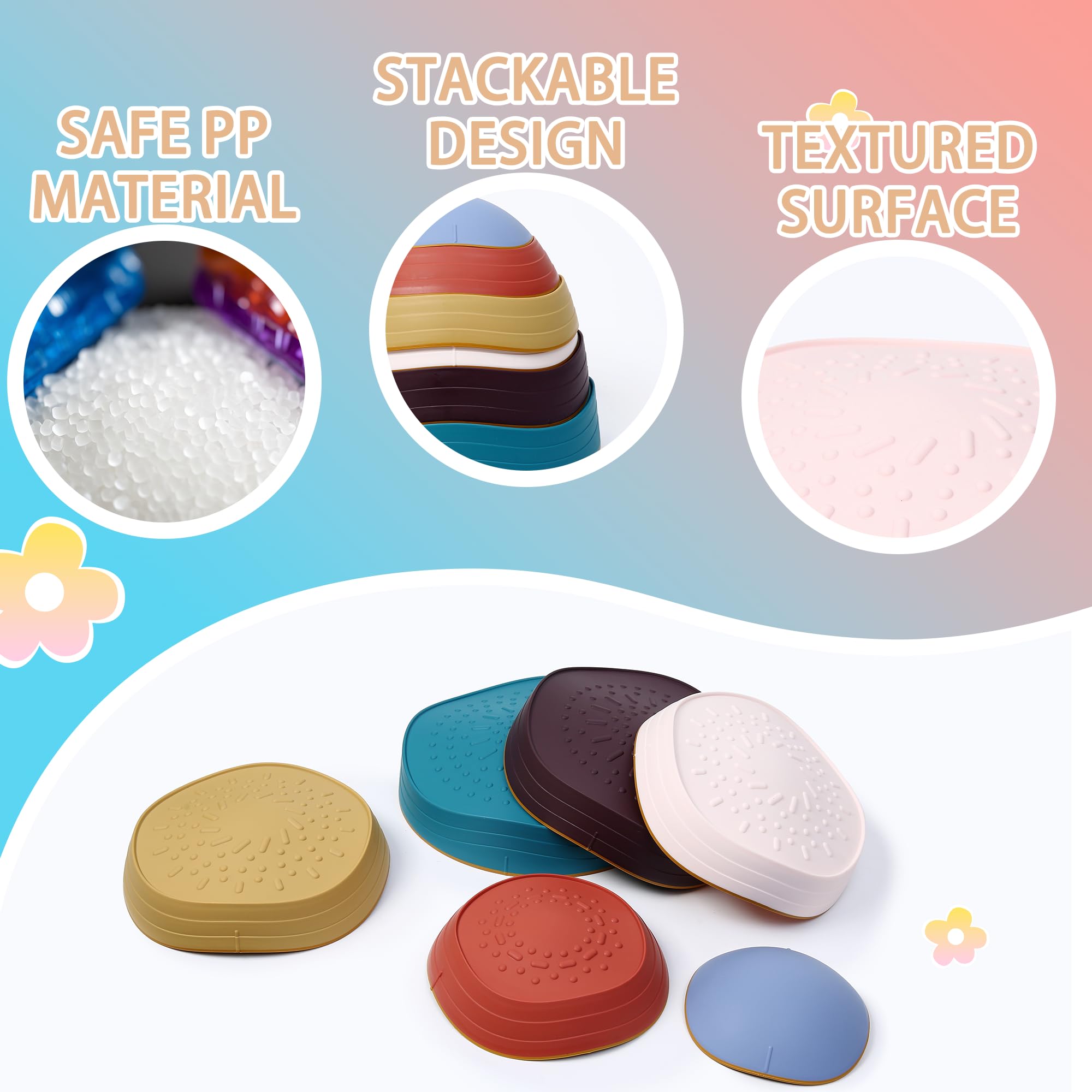 LoomLark Balance stepping stones are lightweight and portable for play anywhere.