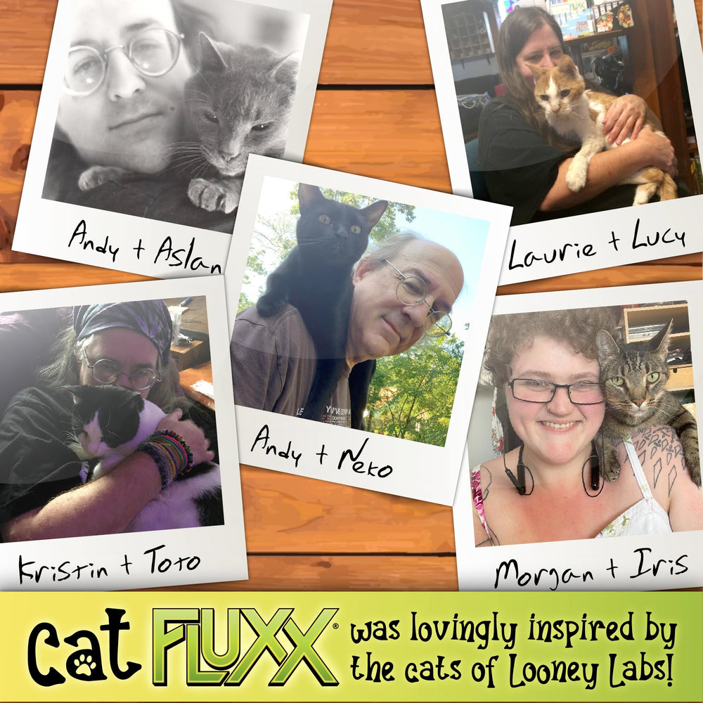 Looney Labs Cat Fluxx ball of yarn serves as a cozy focal point during play.