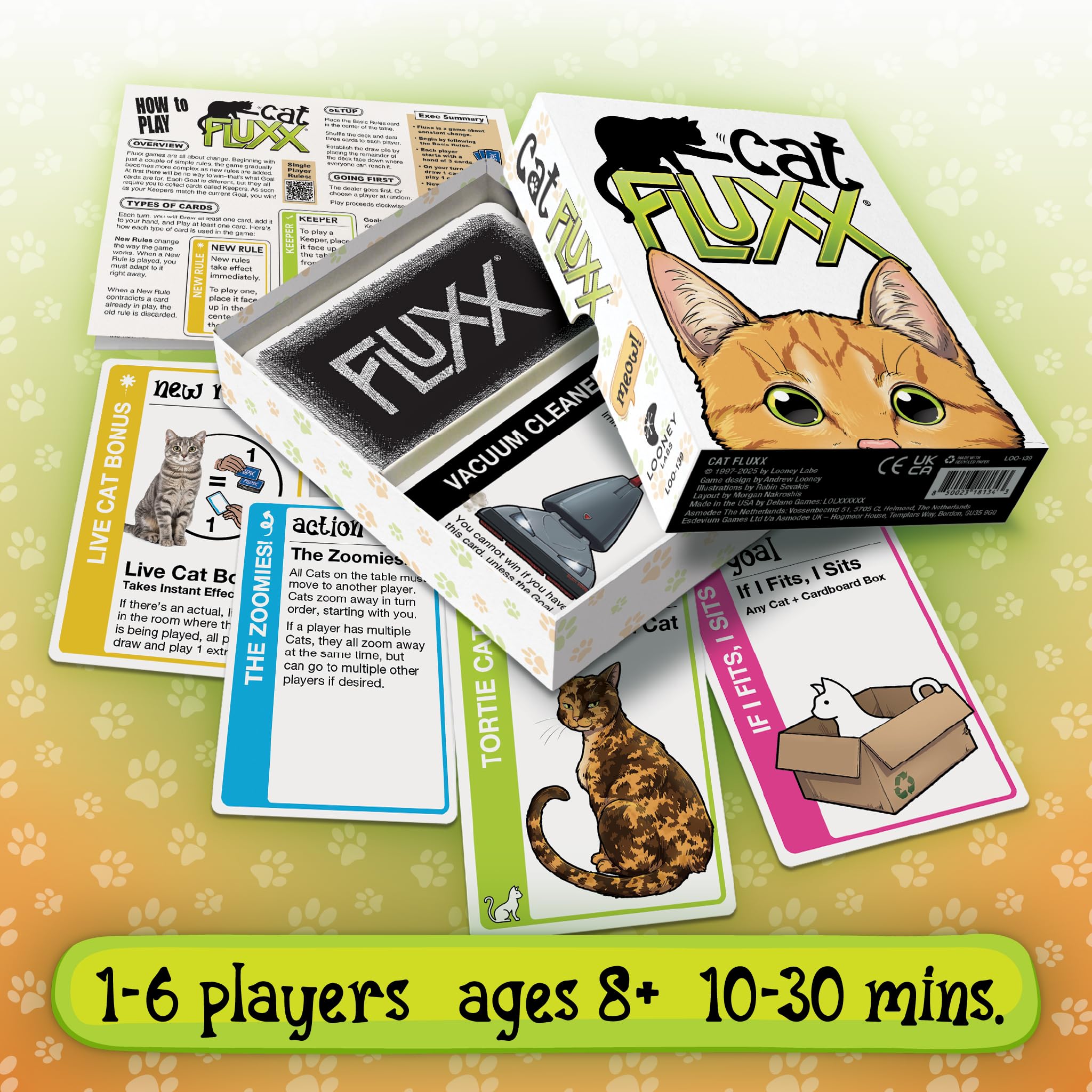Looney Labs Cat Fluxx cat keeper figures add colorful character variety.