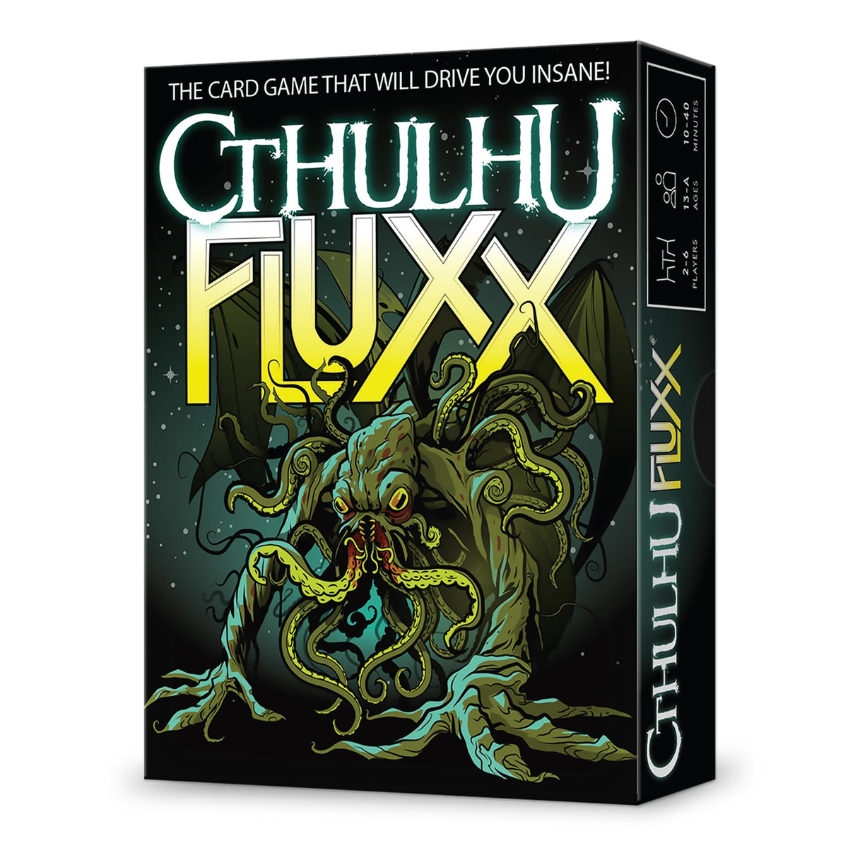Looney Labs Cthulhu Fluxx box and colorful cards for mystery fans