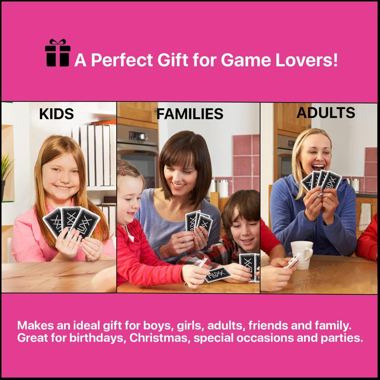Family nights with Fluxx 5.0 offer laughter and friendly competition.