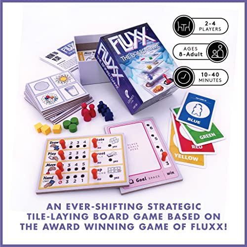Colorful Fluxx pieces by Looney Labs support quick setup and tracking