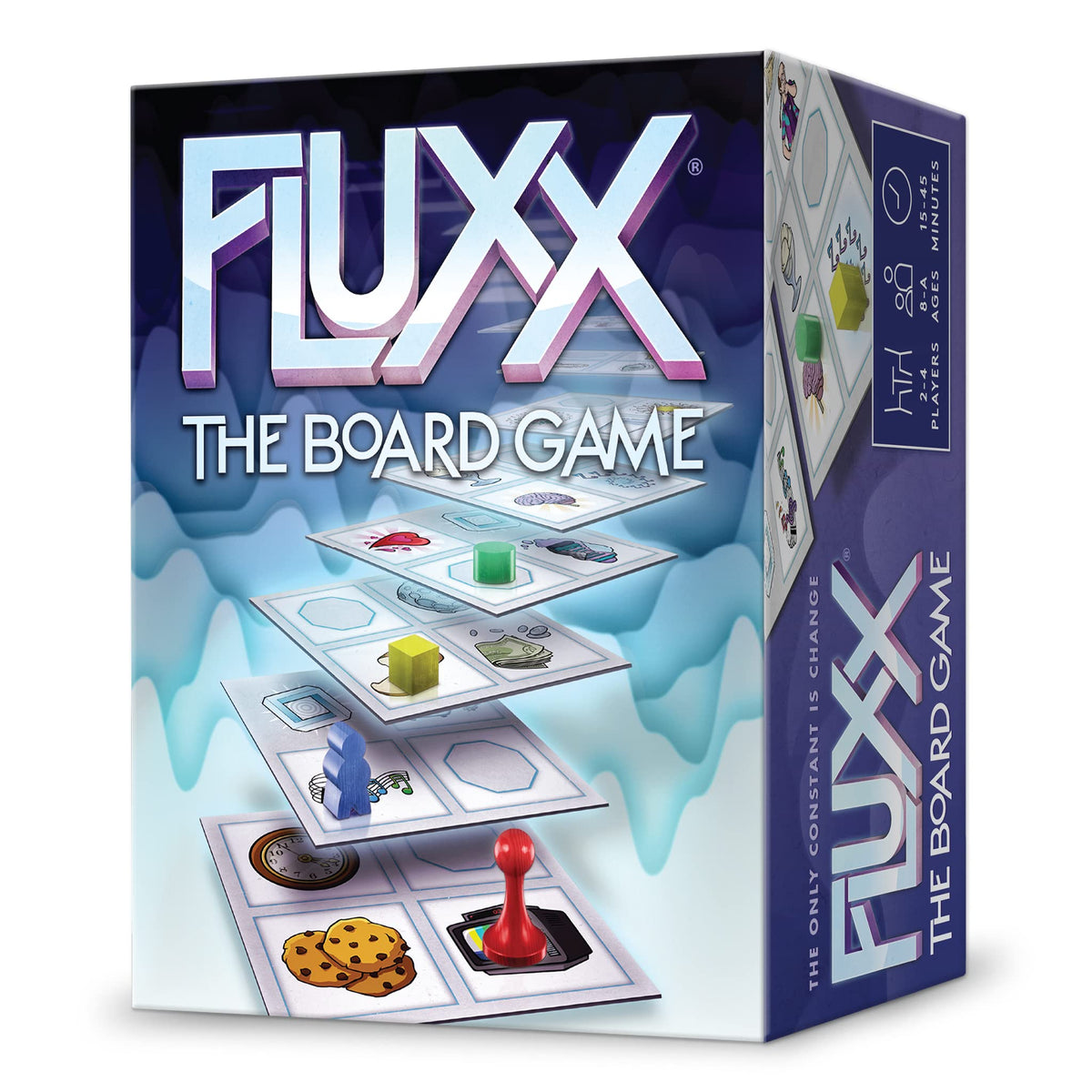 Looney Labs Fluxx board game tiles show dynamic layout for changing play