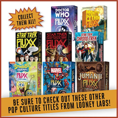 Looney Labs Jumanji Fluxx artwork detail highlights movie-inspired vibes