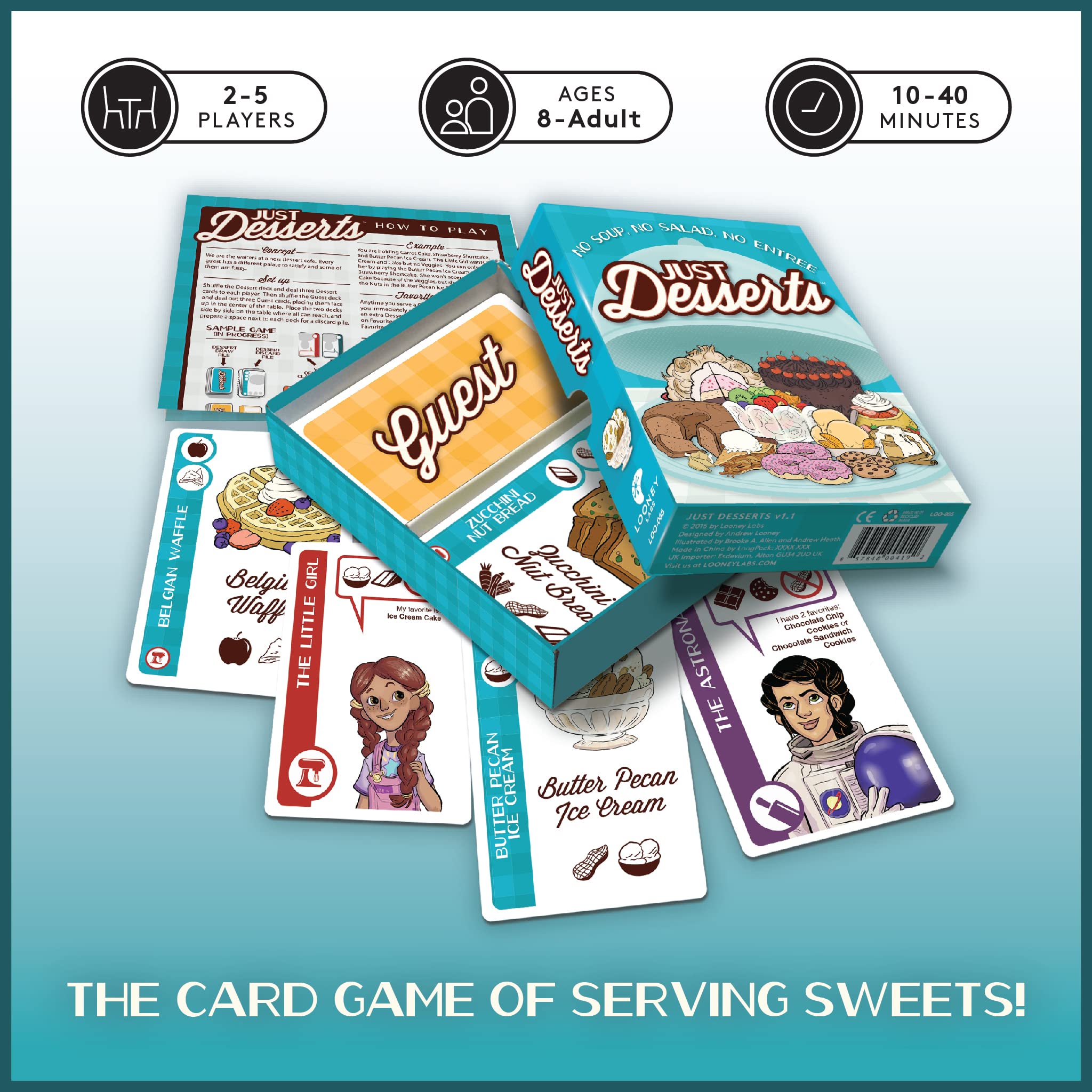 Colorful playing cards spark lively rounds in Looney Labs Just Desserts.