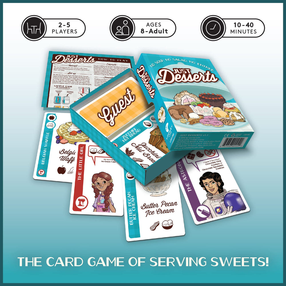 Colorful playing cards spark lively rounds in Looney Labs Just Desserts.