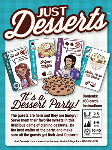 Assorted dessert treats visuals enhance the Looney Labs Just Desserts experience.