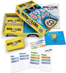 Looney Labs Mad Libs card set closeup shows varied word choices