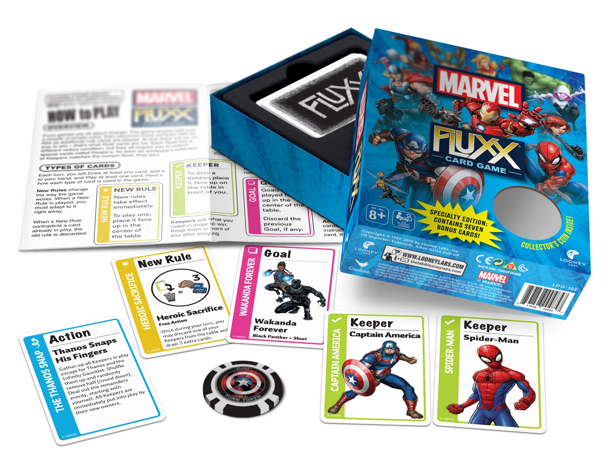 Looney Labs Marvel Fluxx age 8 plus suitable for family game night