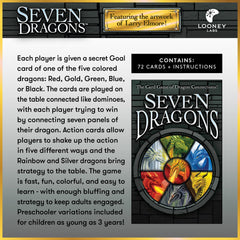 Looney Labs Seven Dragons original Larry Elmore art graces every card with fantasy flair.