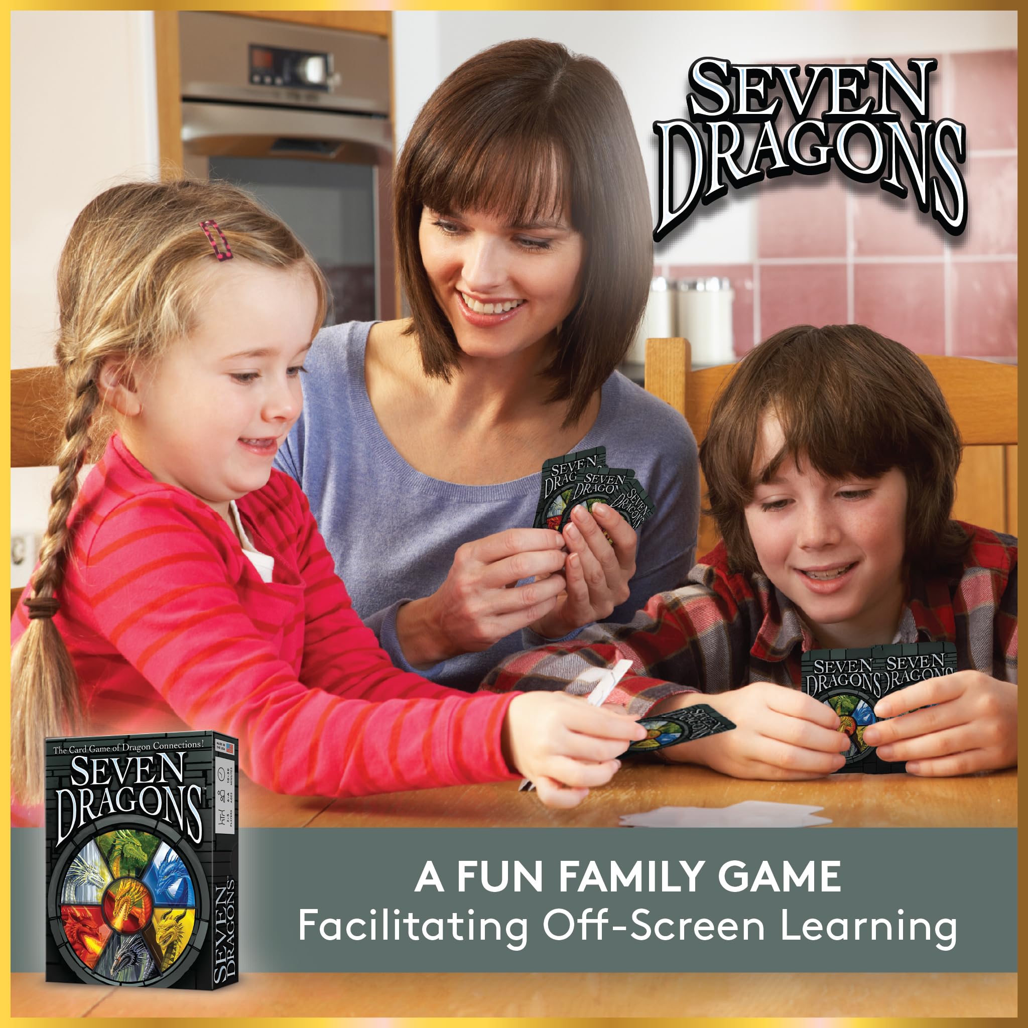 Looney Labs Seven Dragons portable travel box fits on any shelf.