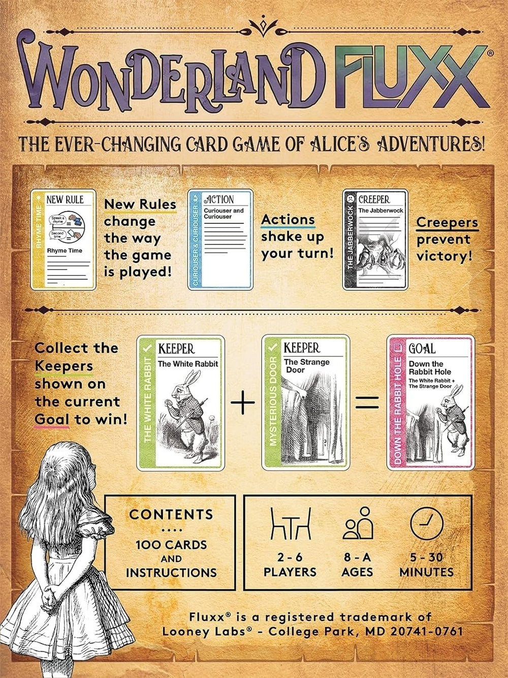 Looney Labs Wonderland Fluxx: Jabberwock quest, exciting challenge during play.