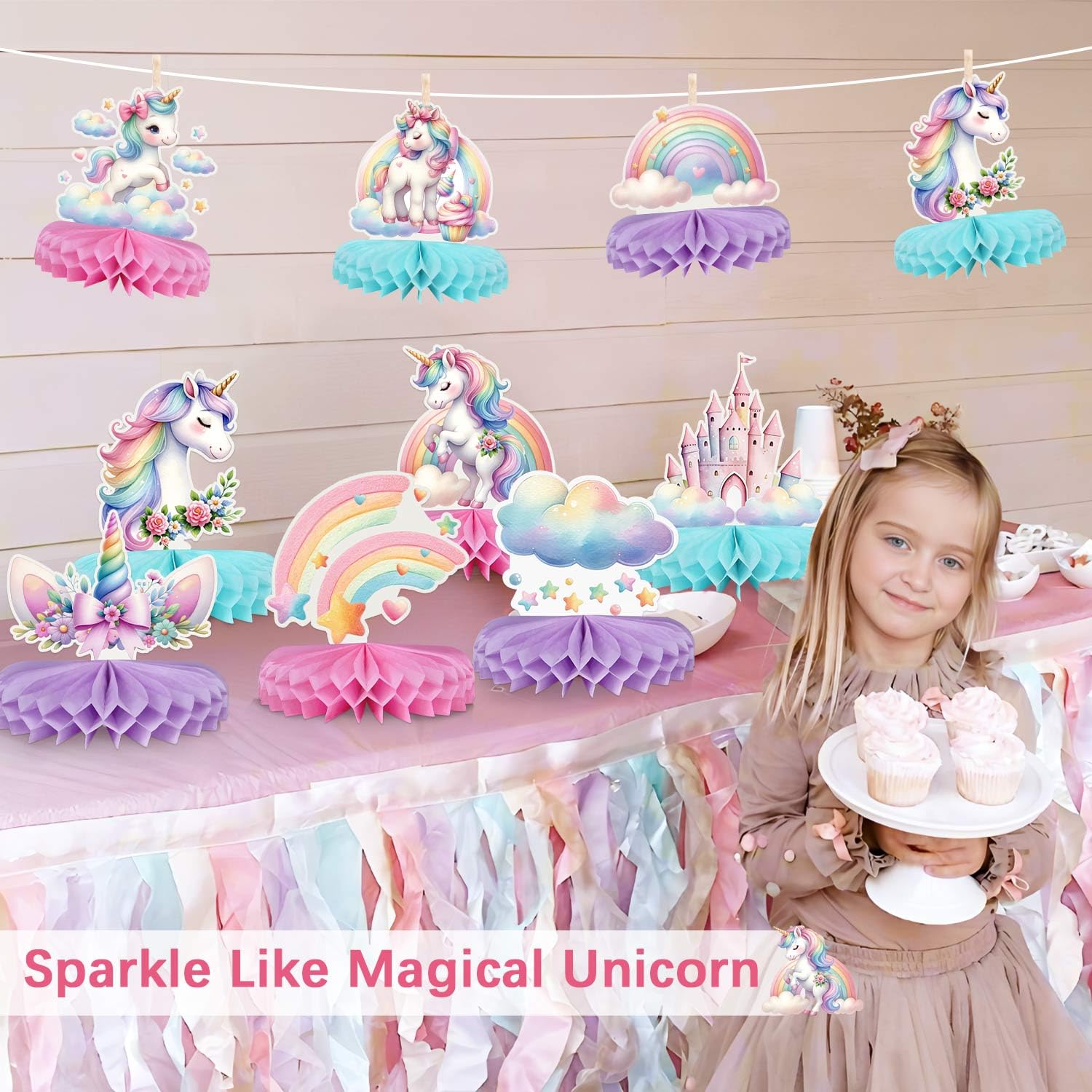 Lopeastar pastel unicorn design creates a soft, charming party vibe.