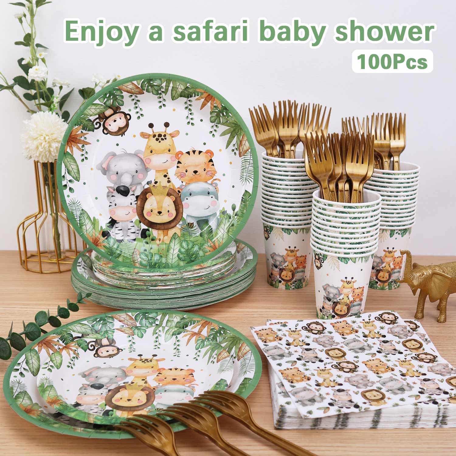 Lopeastar safari leaves decor enhances table vibe with jungle theme