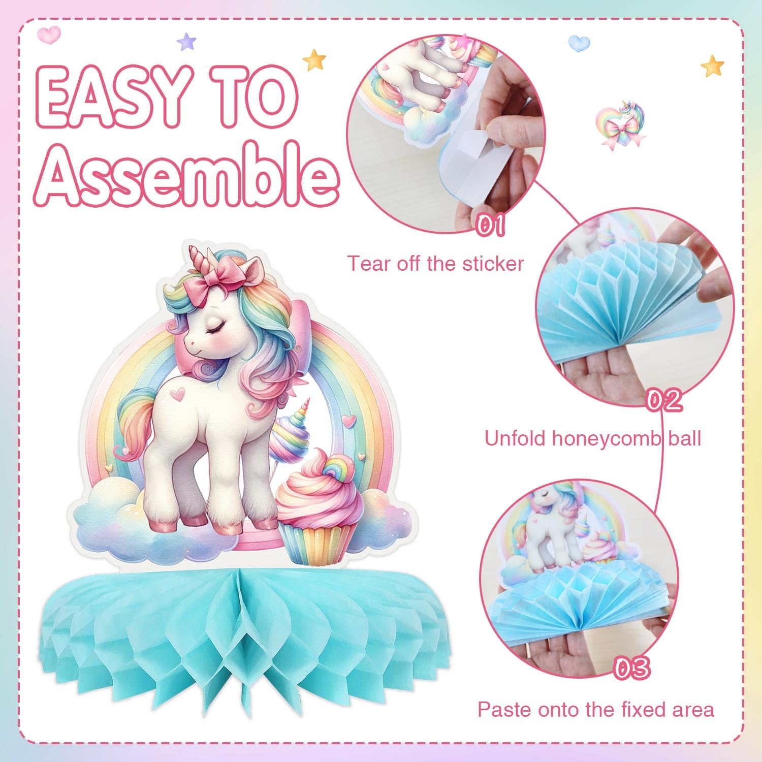 Lopeastar unicorn party decor bundle coordinates with plates and backdrops.