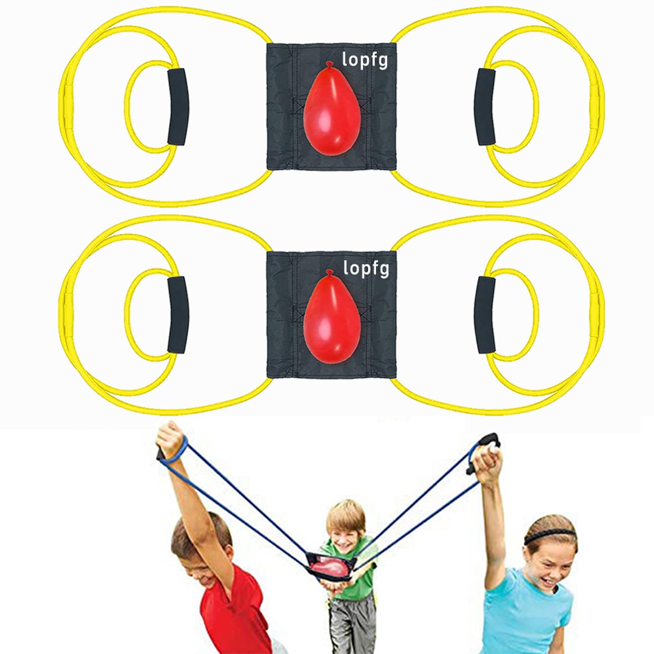 lopfg water balloon launcher yellow duo ready for backyard party fun with a safe, reusable design.