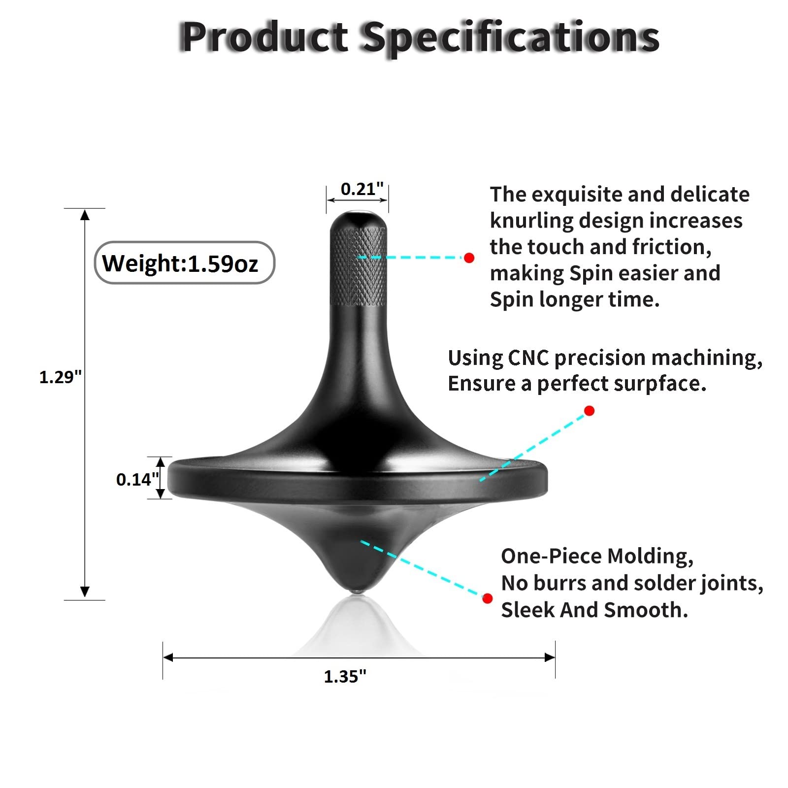 LOQATIDIS spinning top on a concave crystal base, long stable spins.