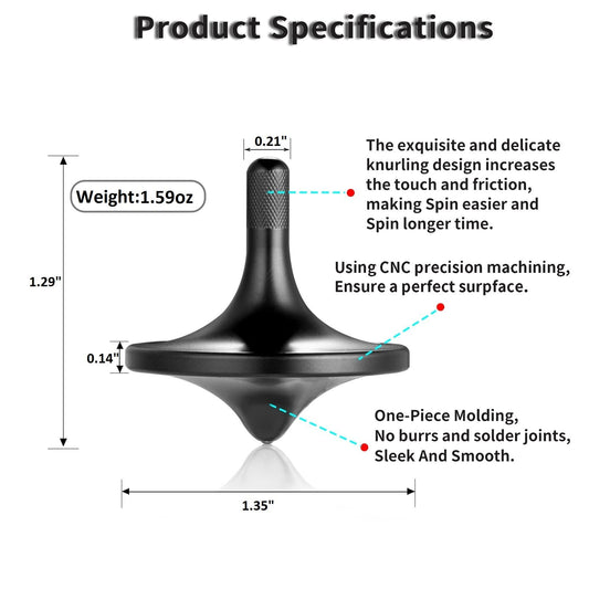 LOQATIDIS spinning top on a concave crystal base, long stable spins.