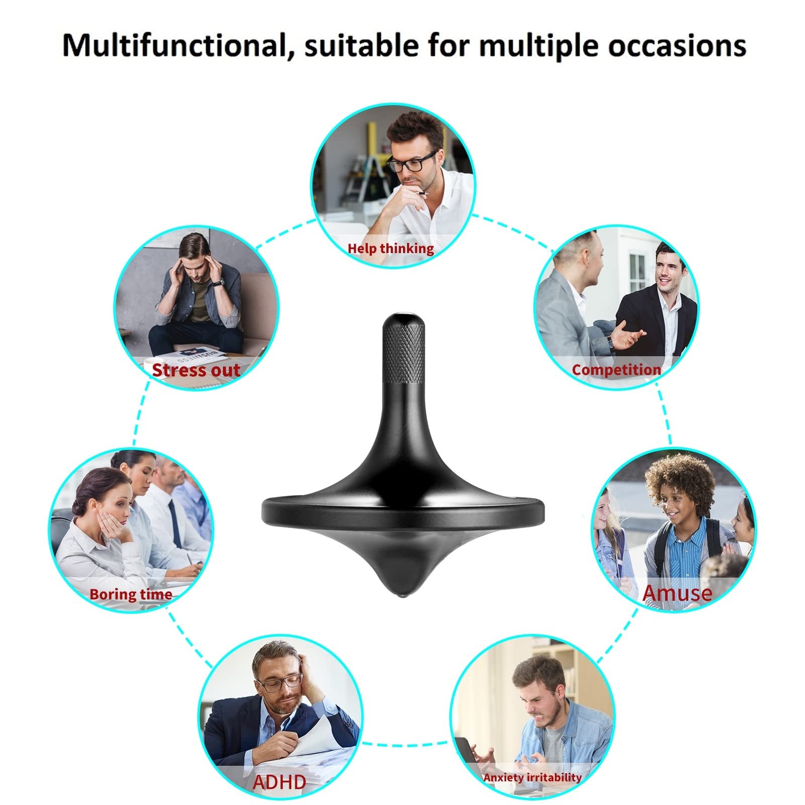 LOQATIDIS stress-relief spinning top, compact desk companion for mindful pauses.