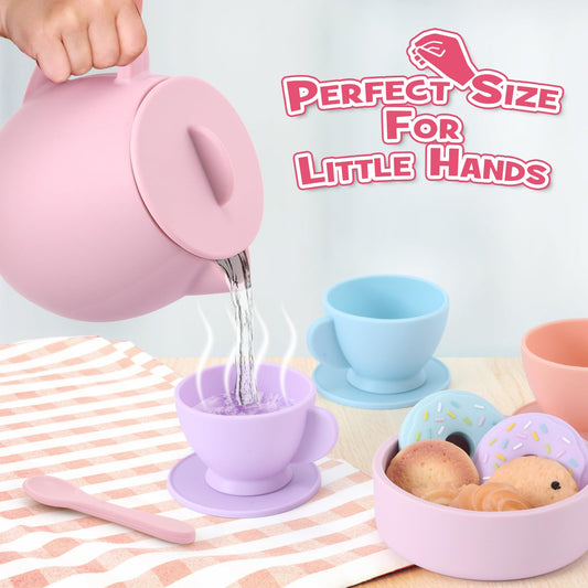 Lorfancy silicone cups for kids, easy-grip for pretend play.