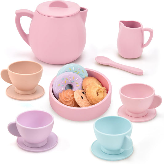 Lorfancy silicone teapot for kids, ideal for imaginative tea parties.