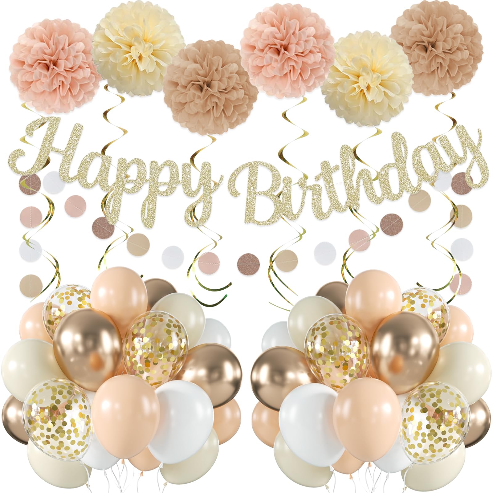 Loroba champagne gold banner elevating a chic birthday focal point.