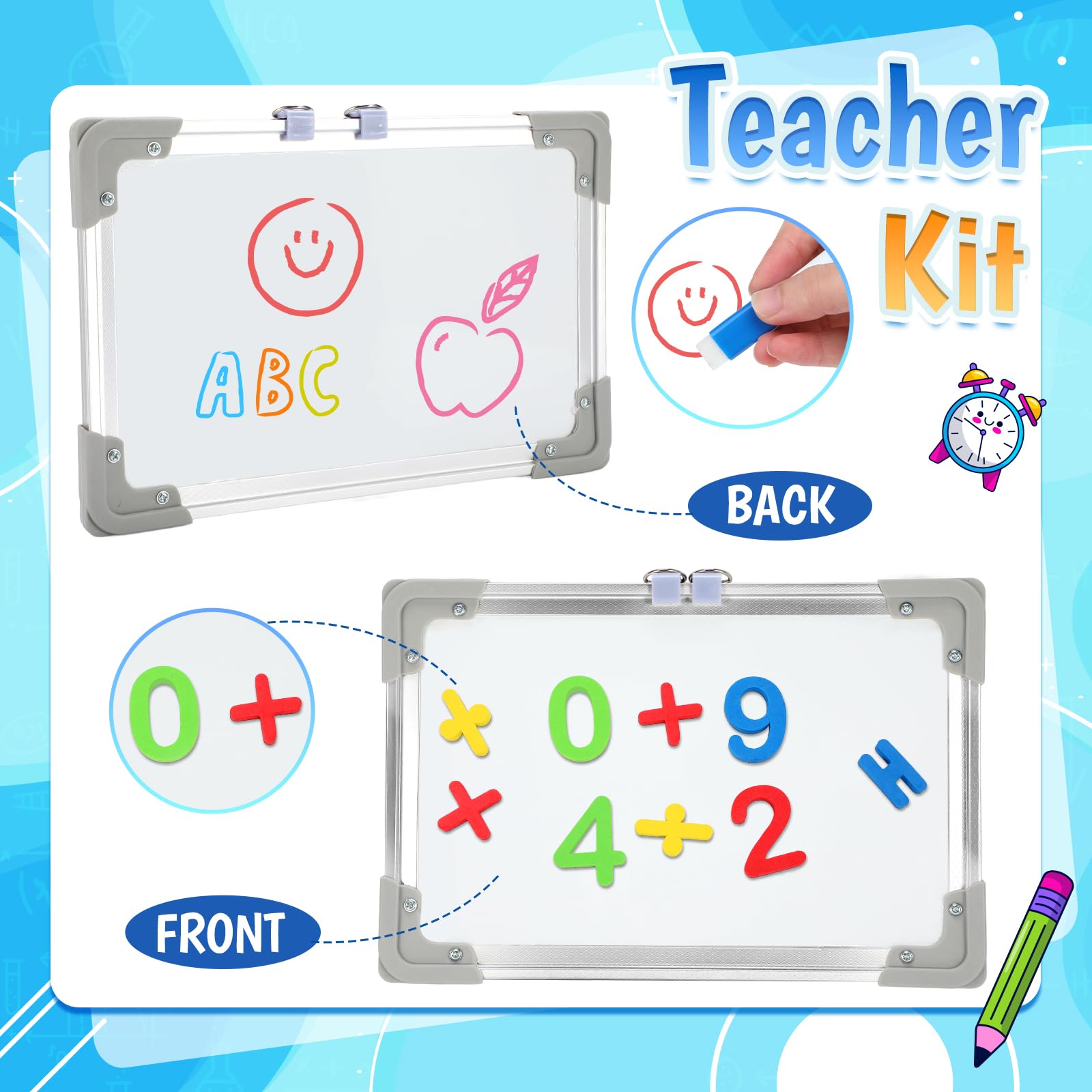 Loscola magnetic numbers simplify number sense activities on the whiteboard during play.
