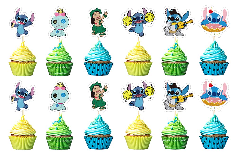Losede 24pc cake toppers for colorful cake and cupcake decorations