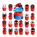 Losede 25PCS cake toppers decorate a birthday cake with festive flair.