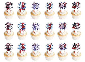 Losede cartoon cake toppers 24-pcs set for festive cakes and parties.