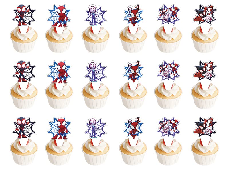 Losede cartoon cake toppers 24-pcs set for festive cakes and parties.