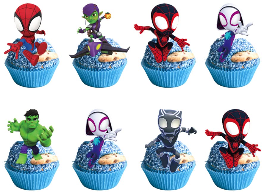 Losede cartoon cake toppers for kids' birthday cakes adding festive flair and charm.