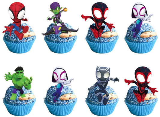 Losede cartoon cake toppers for kids' birthday cakes adding festive flair and charm.