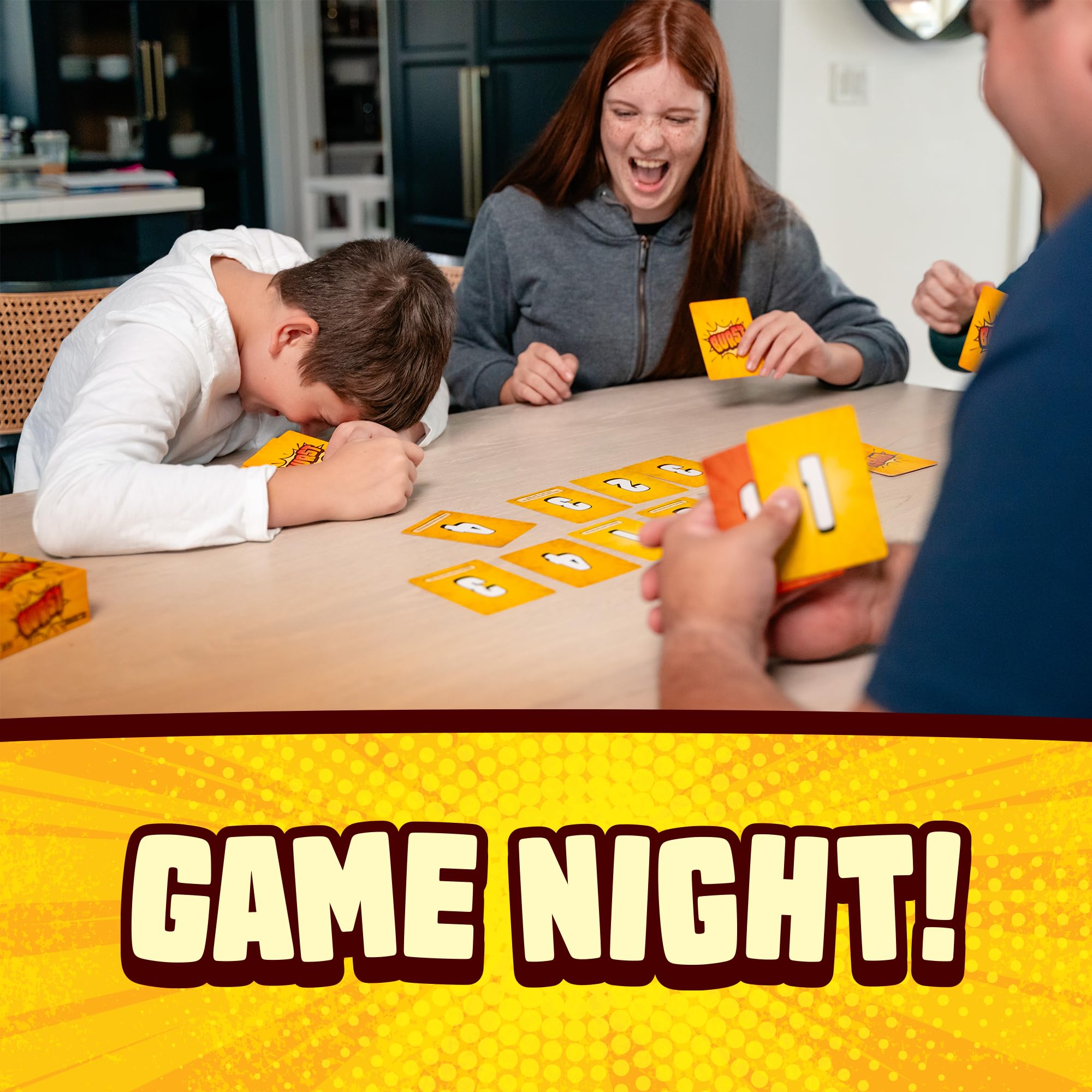 Lost Boy Entertainment Burst card game cards fanned, highlighting easy-to-learn rules.