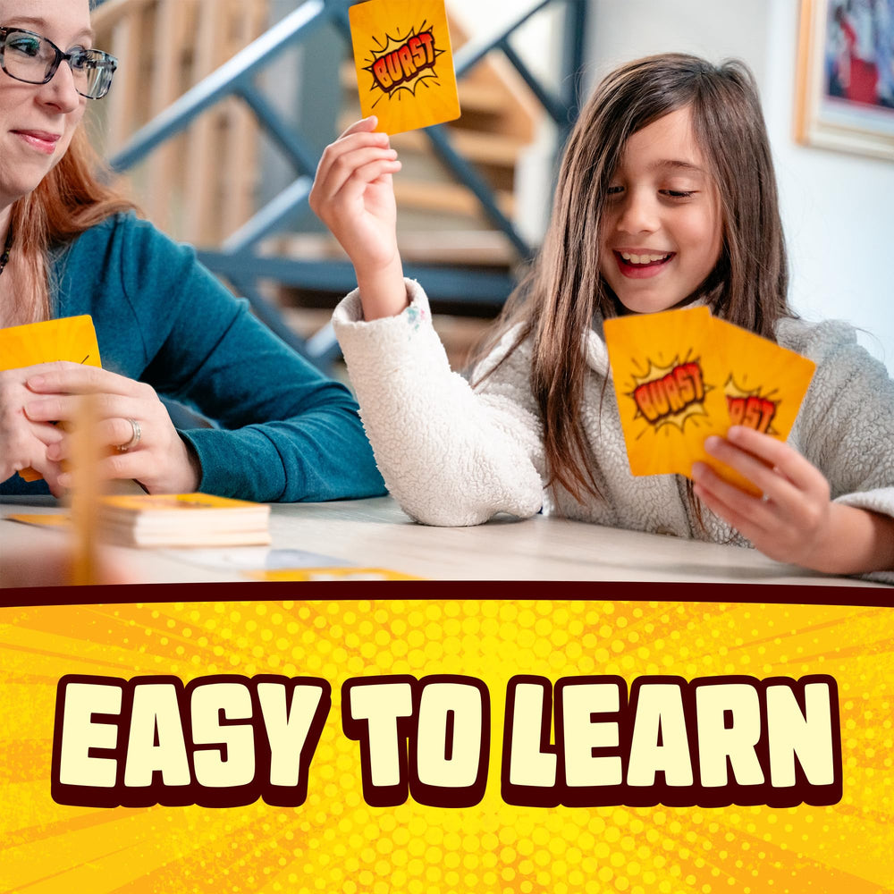 Lost Boy Entertainment Burst card game in family play, fostering inclusive fun.