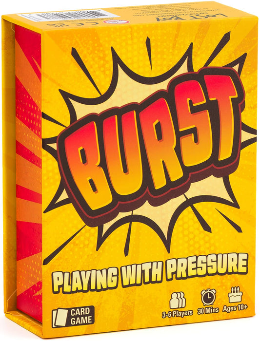 Lost Boy Entertainment Burst card game package, ideal for family game night.