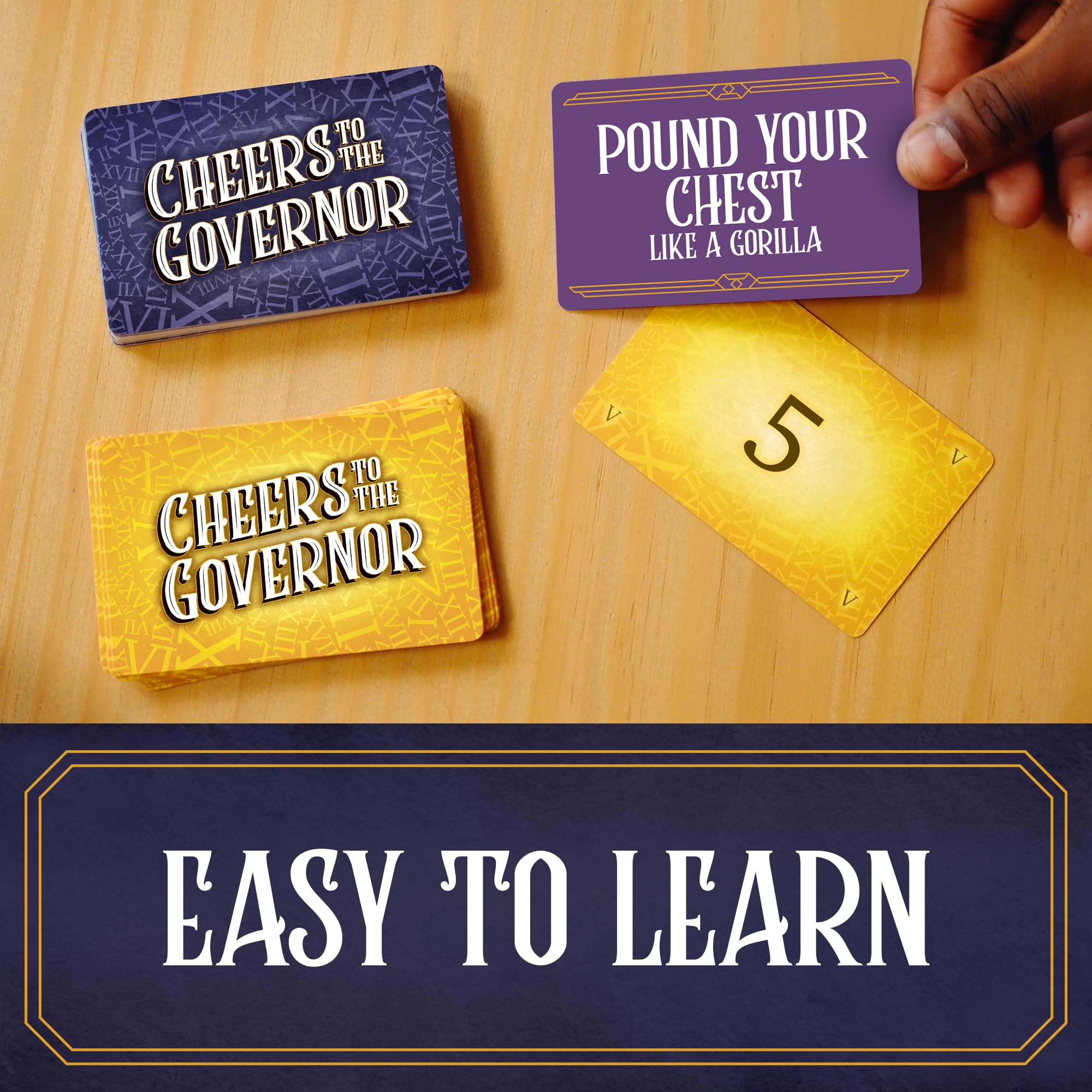 Spread of the Cheers to The Governor 180-card deck ready for play.