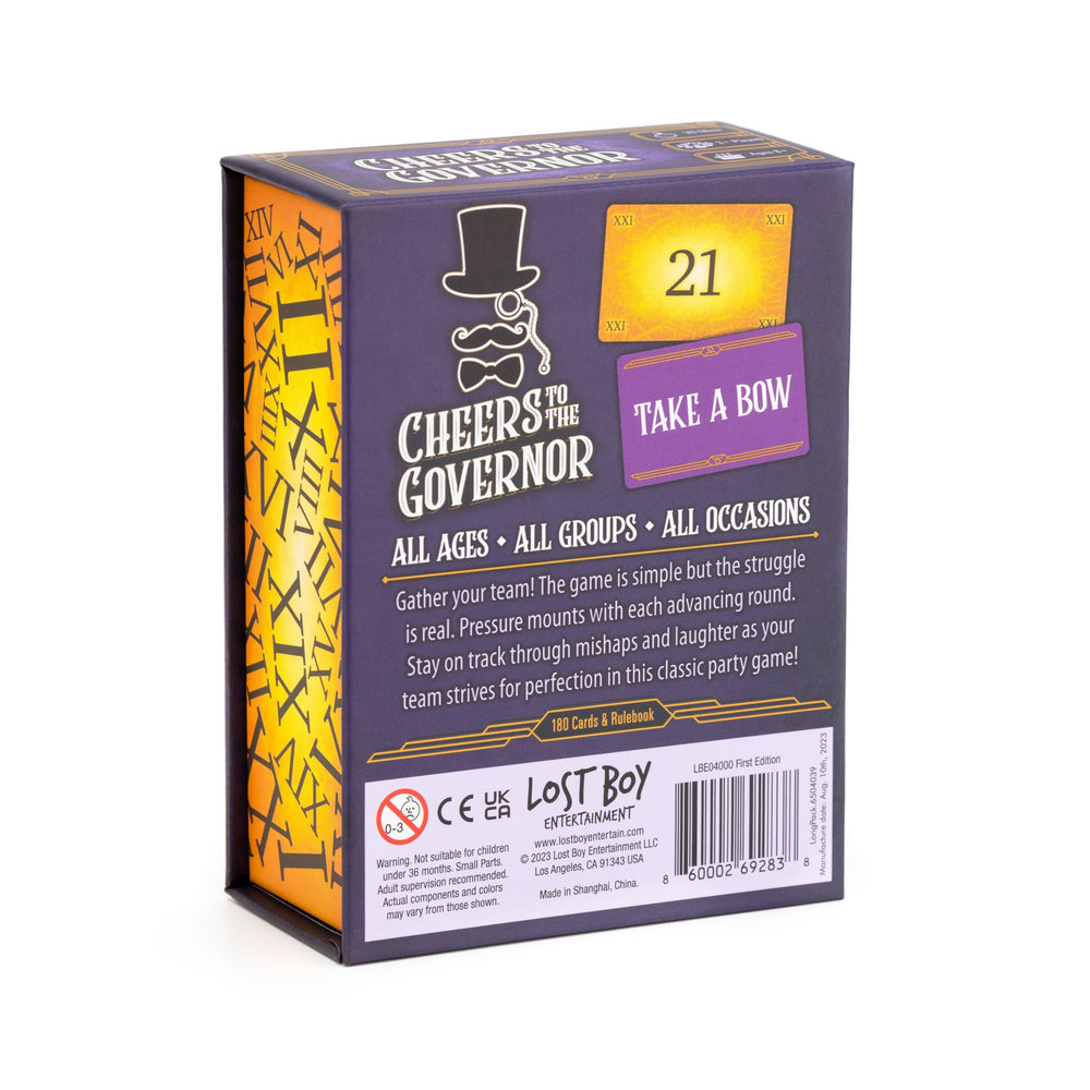 Compact, portable box of Cheers to The Governor for travel play.