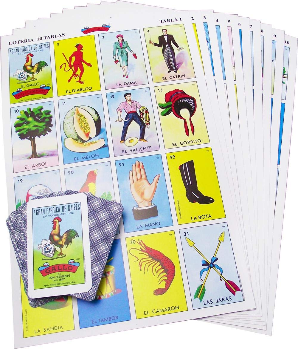 Loteria authentic Mexican game boards show vibrant imagery for lively family nights.