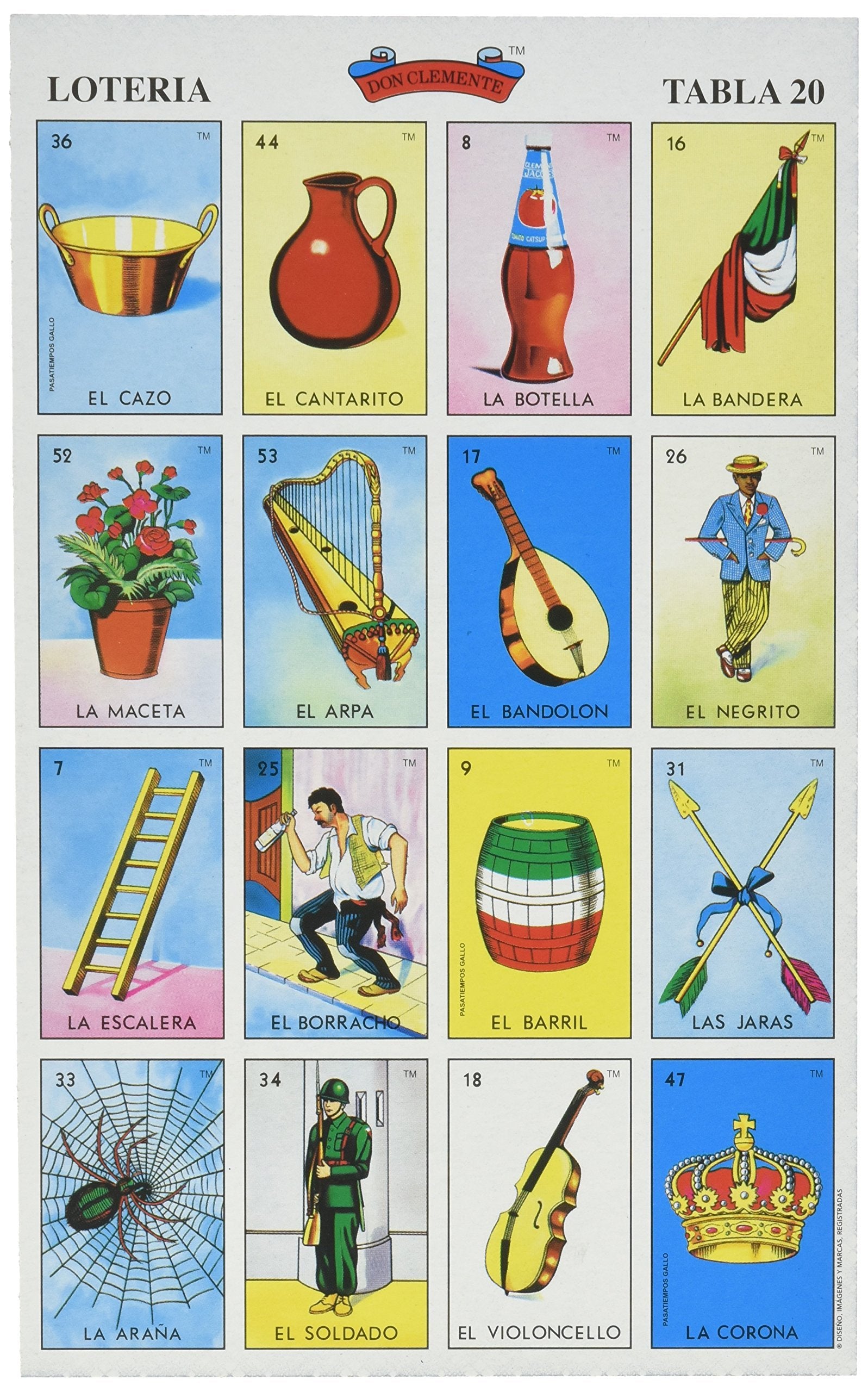 Loteria Don Clemente deck with colorful tablets for family fun and cultural learning.