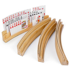 LotFancy 3-tier curved wooden card holder keeps cards organized for game night
