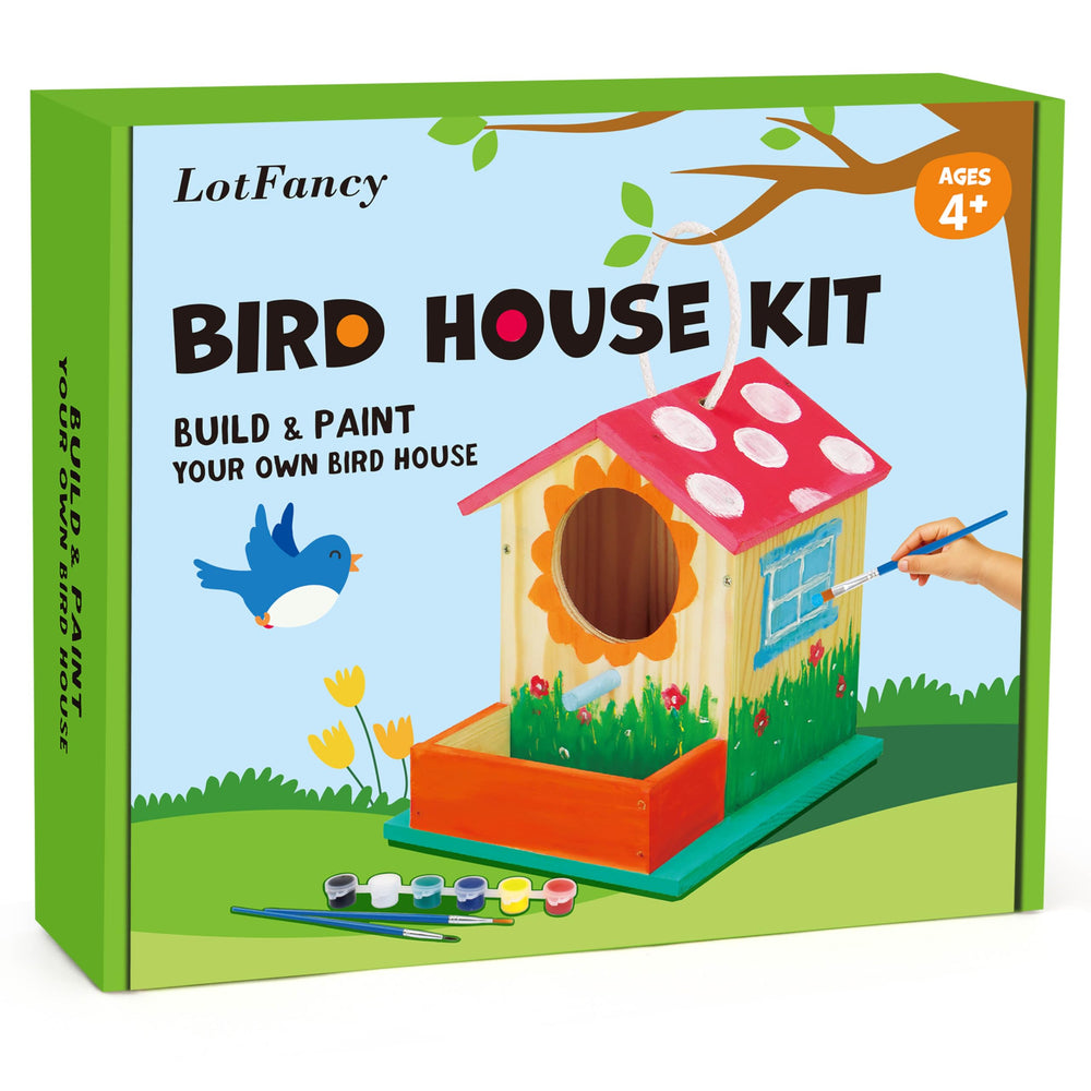 LotFancy Bird House Kit natural pine wood ensures durable craft